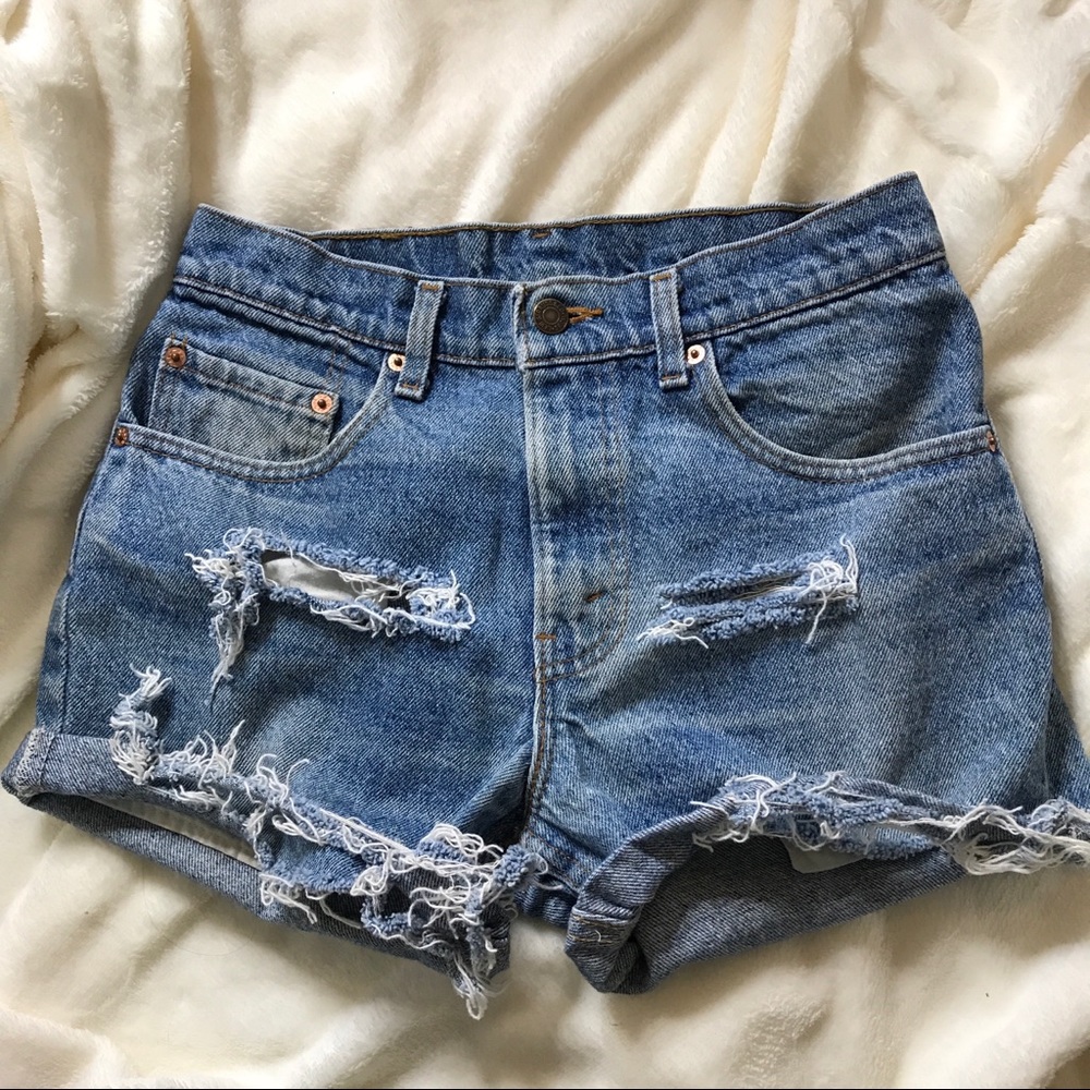 Levi’s 506 Distressed High Rise Shorts